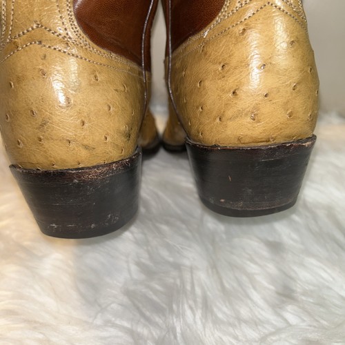 Bota Lucchese Classics Pluma Avestruz Etiqueta Azul Incrustación Misión Hombres 6.5 Mujeres 8.5 - Imagen 5 de 17
