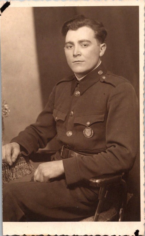 WW2 WWII Czechoslovakian Army Military Photo Postcard Soldier Studio Portrait