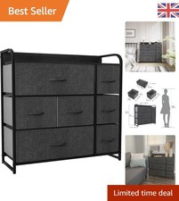 Modern 7-Drawer Fabric Storage Unit with Waterproof Wooden Top - Easy Assembly