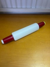 Tupperware Fill N Chill Large Classic Plastic Rolling Pin 16'' Red Handles 