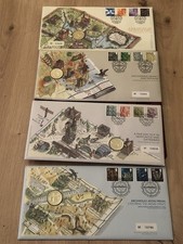 4 Bridges Full Set BUNC £1 Coin Stamp Covers