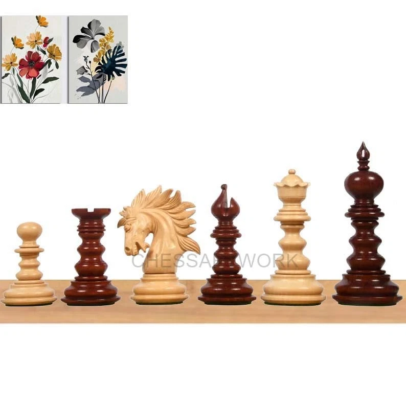 Шахматные фигуры 4,3 дюйма Luxury Savano Series Staunton — бутоны палисандра тройные утяжеленные - Изображение 2 из 4