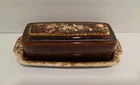 Vintage Hull Pottery Brown Drip Glazed Butter Dish Made in USA Oven Proof