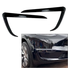 Black Car Front Fog Light Lamp Eyebrow Cover Trim For Tesla Model Y 2020-2023