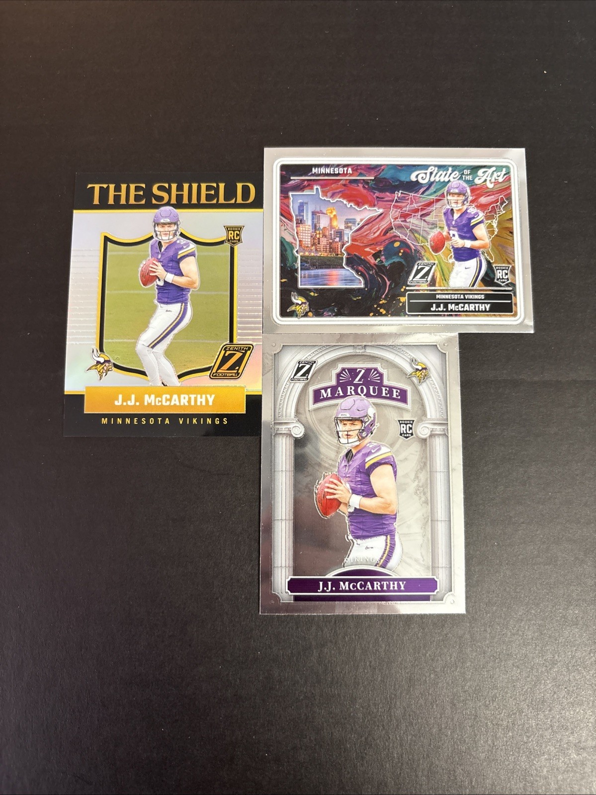 JJ McCarthy 2024 Panini Zenith - The Shield, State Of The Art & Z Marquee ⭐️Rare