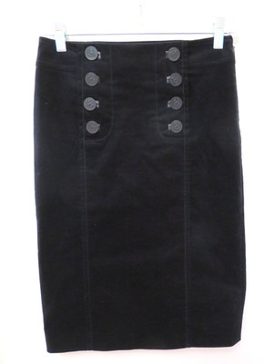 GUCCI VELVET BUTTONS FRONT PENCIL SKIRT, SZ 38