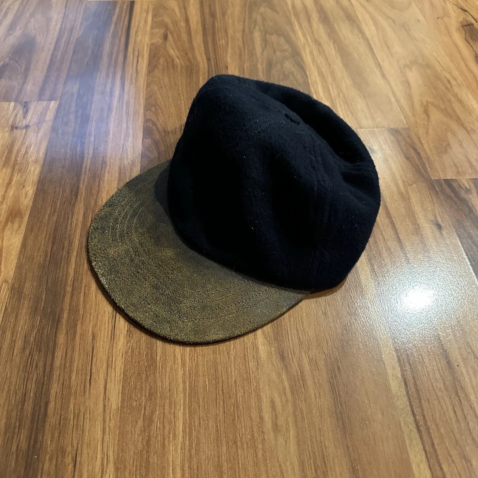 Vintage 90s Eddie Bauer Suede Brim Hat USA Made L/XL BLUE Outdoor Country