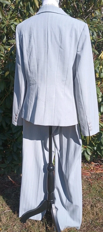 Atelier Women Two Piece Pastel Blue Dress Pant Suit Set 12 Career Professor Work - Image 2 of 4