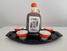 Ceramica Rometti Umbertide. Servizio Da Liquore "Carte Da Gioco". Anni '50.