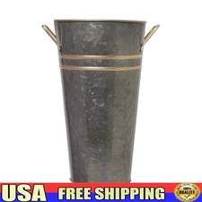 Metal French Bucket W/ Handles Decorative Indoor Vase Garden Centerpiece New