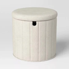 Folding Round Storage Ottoman Cream - Room Essentials