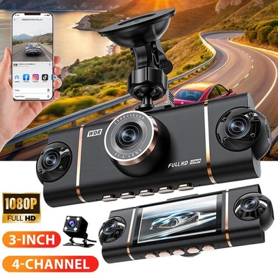 4 Channel Wifi Dash Cam 1080P HD Driving Recorder G-Sensor Car Front+Rear Camera