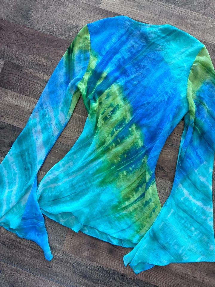 Top vintage manga larga acampanada malla cachemira lentejuelas encaje hada boho mediano Foto 4 de 4