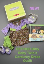 NEW AMERICAN GIRL BITTY BABY Twins Girl Corduroy Dress Outfit-Retired 2010