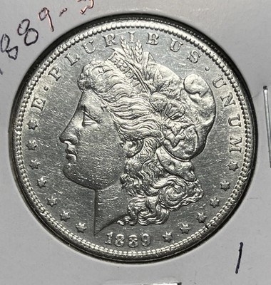 1889-S MORGAN SILVER DOLLAR, AU DETAILS
