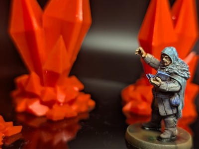 Pro painted grizzled spell caster ''Yaran of Lost Lakes'' d&d miniature with book