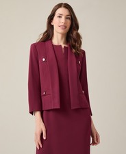 KASPER Petite Stretch Crepe Shawl-Collar Open-Front Blazer Women's 12P Shiraz