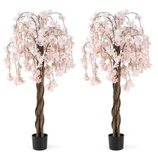 2 Pack 5.5 FT Tall Artificial Cherry Blossom Tree w/Pink Flowers Decoration