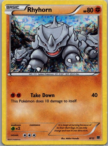 Pokemon Rhyhorn McDonald's Promos 2015 008/012 Holofoil Heavily Played