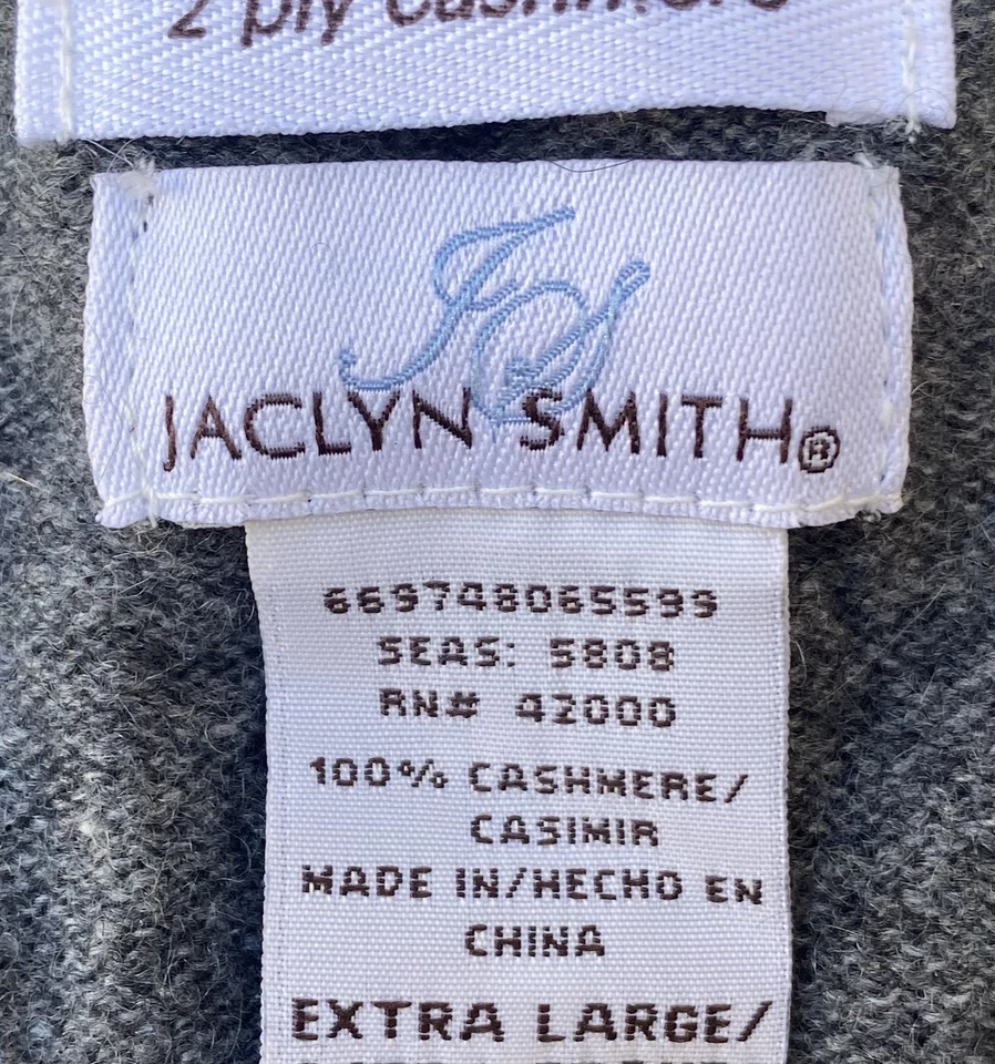 Jaclyn Smith Women's Gray V Neck 100% Cashmere Long Sleeve Sweater XL - Image 3 of 3