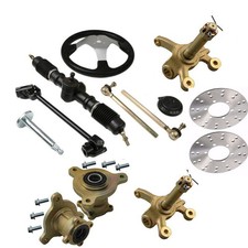 Front Steering Gear Rack 3 Stud Knuckle Wheel Hub Rotor Racing Go kart 125cc 110