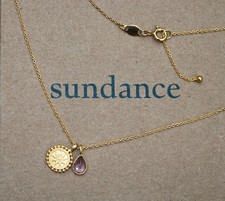 SUNDANCE CATALOG Gold "Sunnyside" Amethyst February Pendant Satya Necklace NIB