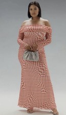 Anthropologie AFRM Midi Dress Red Off The Shoulder Mesh Preppy Sexy Size 1X NWT