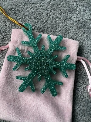 Décoration de Noël - flocon neige vert foncé - paillettes - Photo 1/4
