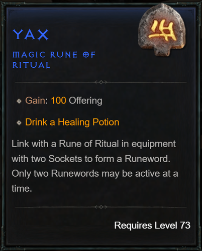 🔥DIABLO 4 SEASON 6 - YAX Rune - Softcore Seasonal - Vessel of Hatred - 第 1/1 張圖片