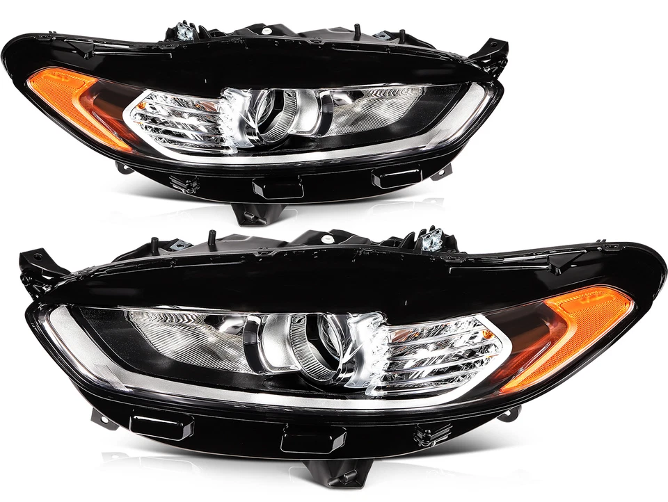 Headlights Assembly Pair For 2013-2016 Ford Fusion with Projector Replacement - Image 2 of 4