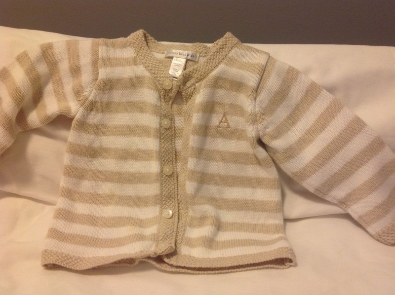 Pottery Barn baby cardigan 6-12 mo 100% cotton long sleeve cream color