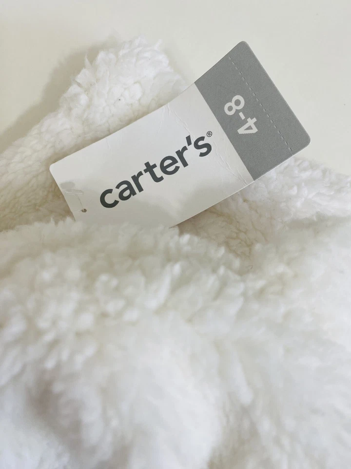 Carter’s Toddler Unisex Size 4 - 8 Cat Earflap Hat  & Gloves Sherpa Set White - Image 4 of 4