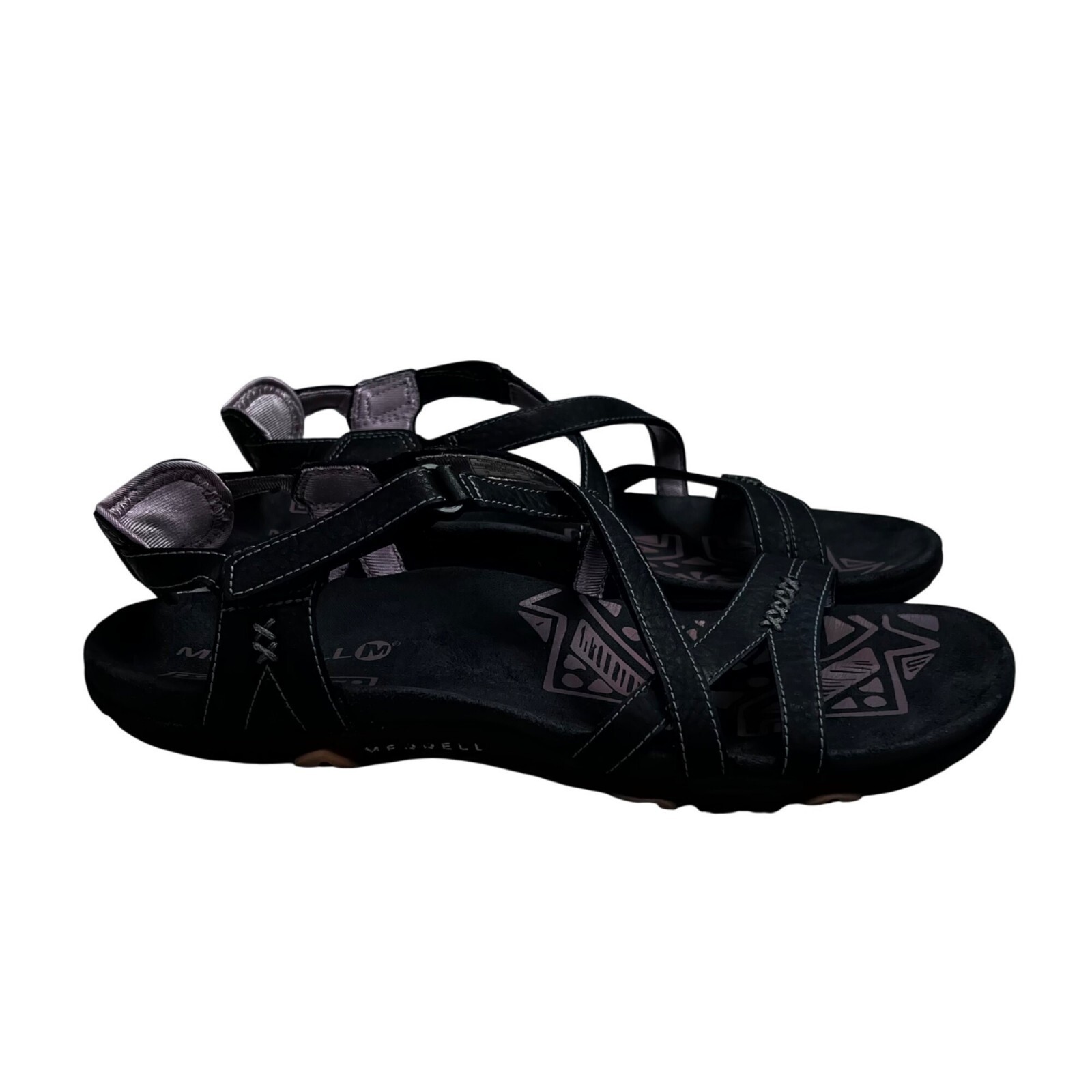 Merrell Keepsake Athletic Sandals 8 Women Black Lilac Strappy Leather Walking