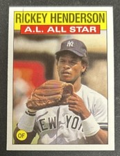 1986 Topps Rickey Henderson A.L. All-Star Baseball Card 716 Yankees HOF OF VG OC