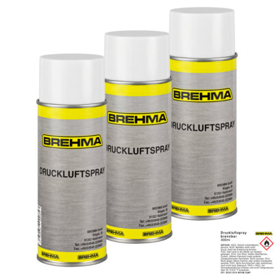 3x BREHMA Druckluftspray Druckluftreiniger 400ml Reinigungsspray Air Duster