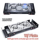 Cooker & Plate Portable Outdoor 2 Burner Camping Gas Grill BBQ 2.1kw Twin Stove