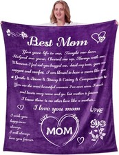 Valentines Day Gifts for Mom, Fleece Throw Blankets, Gifts , 65x55 inch, Purple