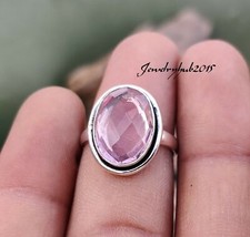 Rose Quartz Ring 925 Sterling Silver Ring Cut Gemstone Ring Handmade Ring MO64