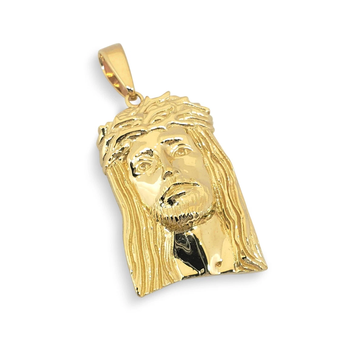 Solid 18K Yellow Gold Jesus Piece Gold Jesus Pendant 1 1 8