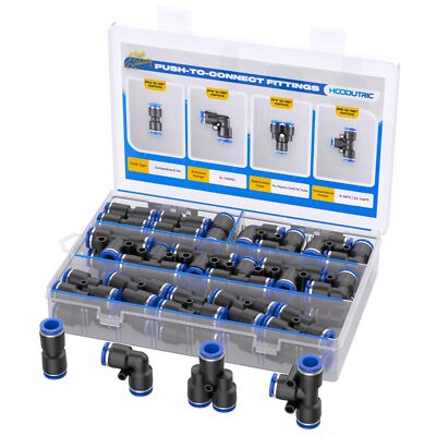 40Pcs Quick Connect Air Hose Fittings Kit 5/16 inch OD 10 Straights +10 Tees ...
