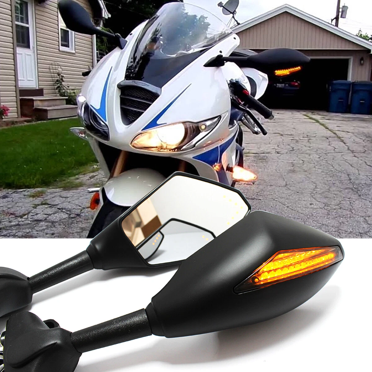 Pair Motorcycle Clear Side Mirrors Turn Signal For Triumph 09-11 Daytona 675 SE