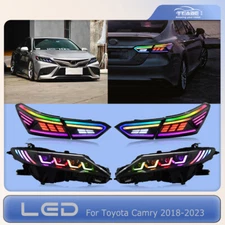 RGB LED Front Headlights + Rear Tail Lights Assembly For Toyota Camry 2018-2024