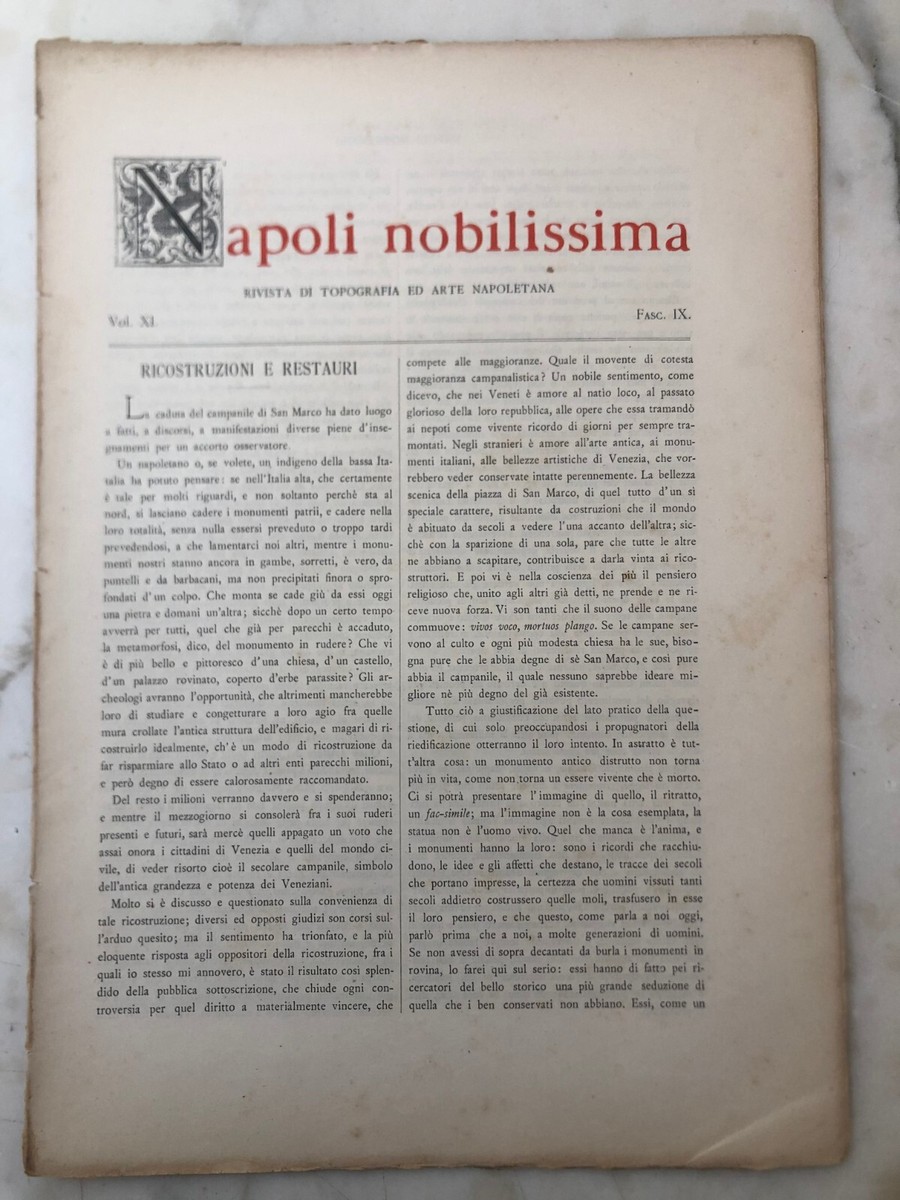 Antica rivista 1902 Benedetto Croce Don Ferrante Artisti a Napoli