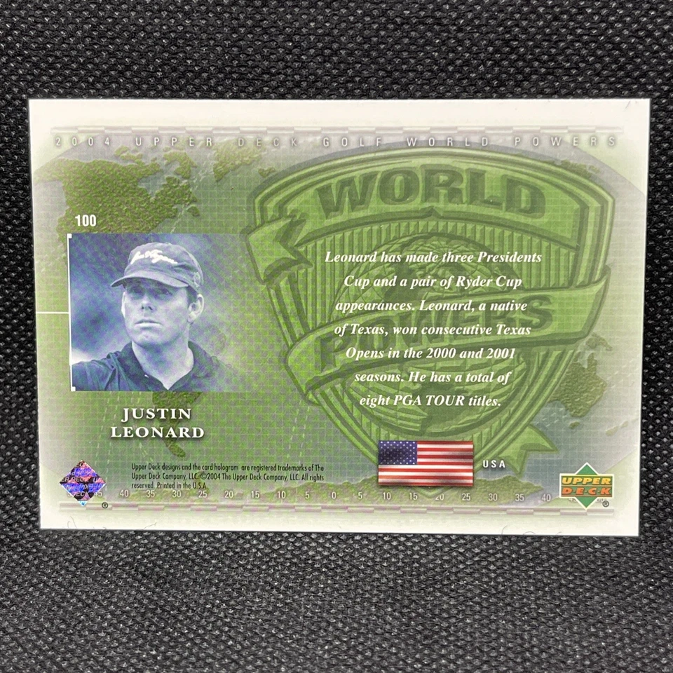 2004 Upper Deck World Powers Justin Leonard #100 - Image 2 of 2