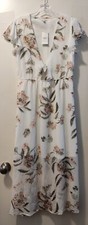 Love Fire Women’s White Floral Chiffon Maxi Lined Dress Size M