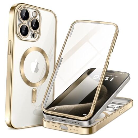 Magnetic for iPhone 15 Pro Max Case, iPhone 15 Pro Max 6.7 inch A-Clear Gold
