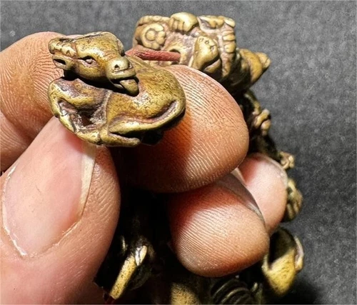 Archaische alte tibetische Handarbeit Kupfer zwölf chinesische Sternzeichen Armbänder Statue - Bild 5 von 9