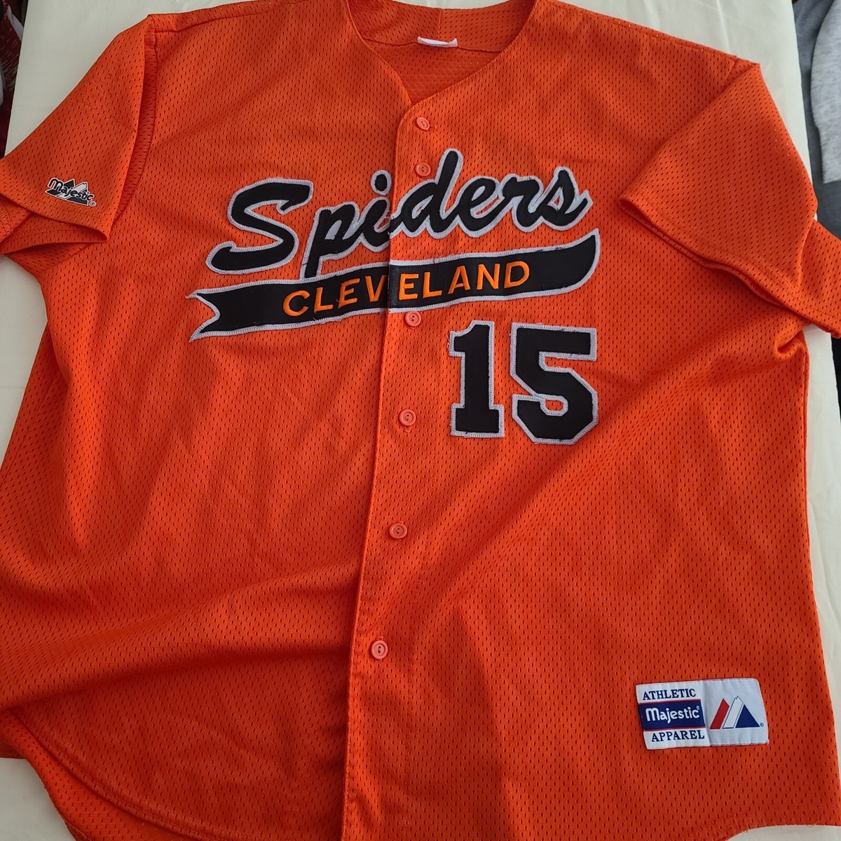 Cleveland Spiders #15 MLB Majestic Orange Jersey Size 2XL 2XLarge