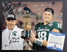 MARK DANTONIO & CONNOR COOK DUAL SIGNED MICHIGAN STATE SPARTANS 8x10 BECKETT COA