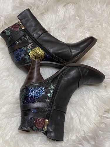 Vintage Handmade Embossed Adjustable Ankle Boots - Picture 4 of 12